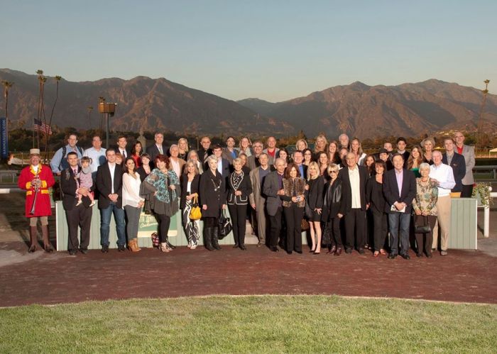 The Jim Murray Memorial Foundation Group after the races at Santa Anita Park in Arcadia, Ca. I'm standing next to Robert Loggia(!). [Photo courtesy of the JMMF.] 