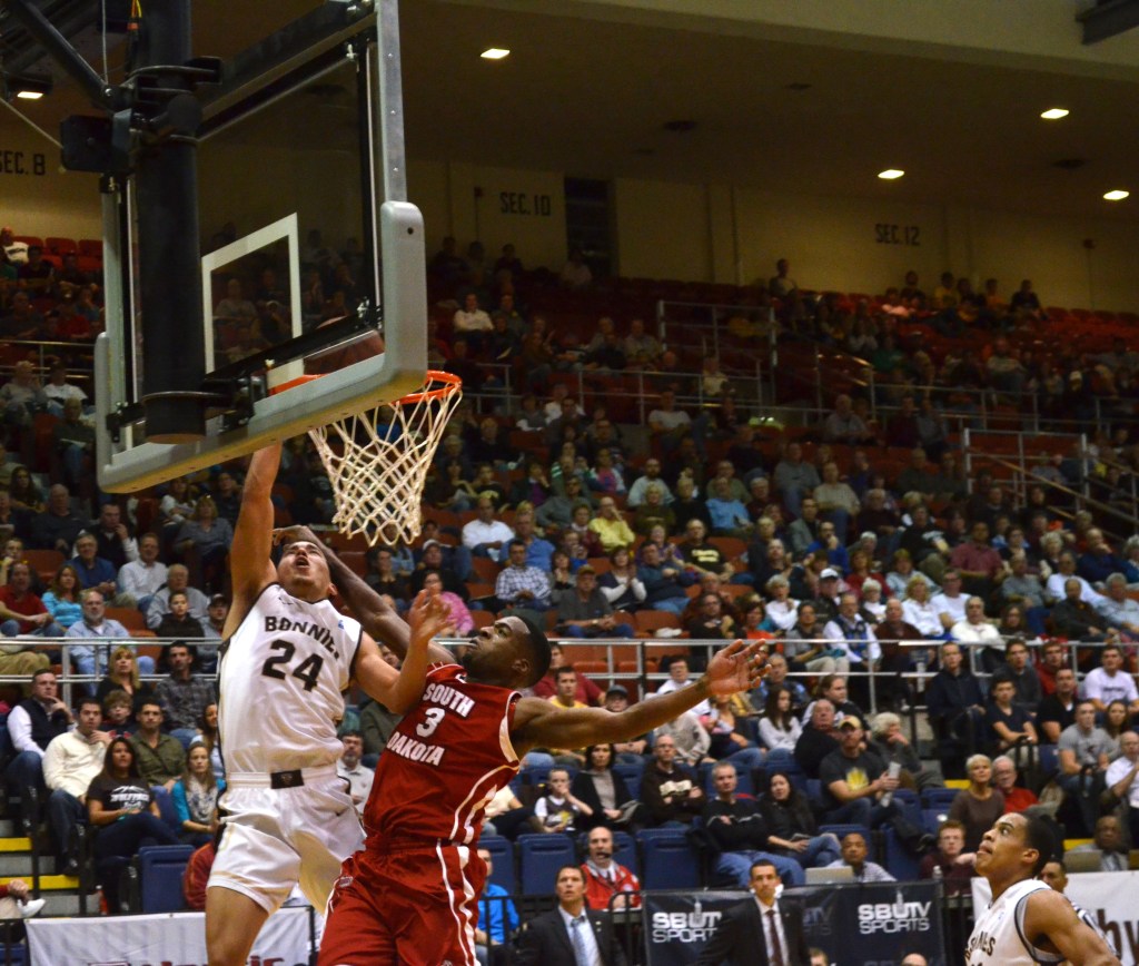 St. Bonaventure's Matthew Wright goes up for a shot against South Dakota at the Nov. 9 game.